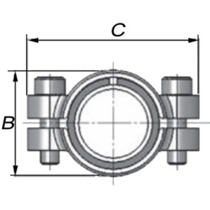 Abrazadera de reparación para acero corto DSK 26.9 (3/4")- GEBO - 01.260.28.02