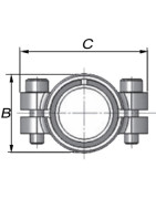 Abrazadera de reparación para acero corto DSK 33.7 (1")- GEBO - 01.260.28.03