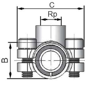 Abrazadera de reparación de derivación ANB F 60.3 (H1")- GEBO - 01.261.28.0603