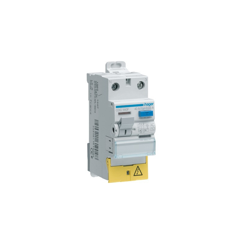 Interrupteur différentiel 1P+N 25A 30mA- HAGER - CDC125F