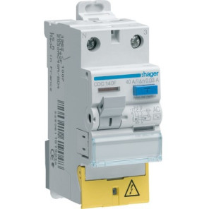 Interrupteur différentiel 1P+N 40A 30mA- HAGER - CDC140F