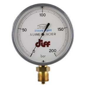 Manómetro redondo 0 a 200 bar Ø110mm M1/2"- DIFF - 606118