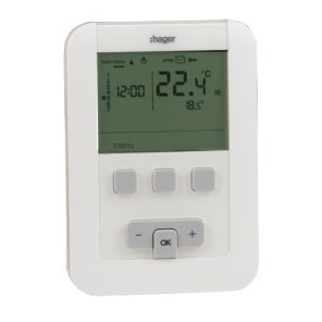 Termostato de ambiente programable EK520 pilas LR6- HAGER - EK520