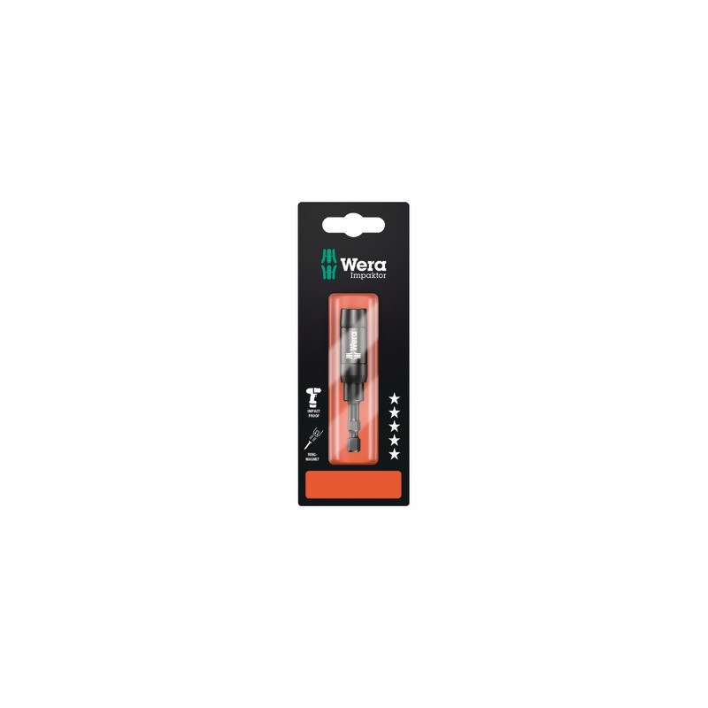 Porte-embouts Impaktor avec aimant annulaire et jonc d'arrêt, 1/4" x 75 mm- WERA - 05073990001