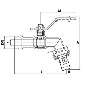Válvula de carga esférica conexión a la punta 3/4" 3/4"- DIFF - 110137