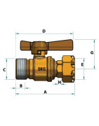 Válvula de corte antes / después del contador MH recta 3/4"- DIFF - 110158