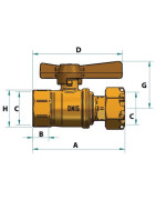 Válvula de corte antes / después del contador HH recta 3/4"- DIFF - 110161