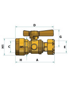 Válvula de corte antes / después del contador para tubo pe 3/4"- DIFF - 110165
