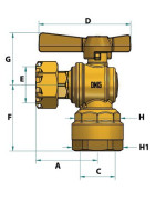 Válvula de corte antes / después del contador escuadra para tubo 3/4"- DIFF - 110166