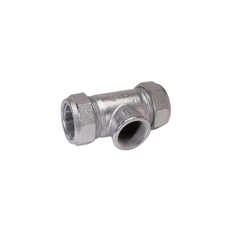 Conexión de compresión de fundición te aterrajada T 21,3x21,3xH1/2"- GEBO - 01.150.04.01