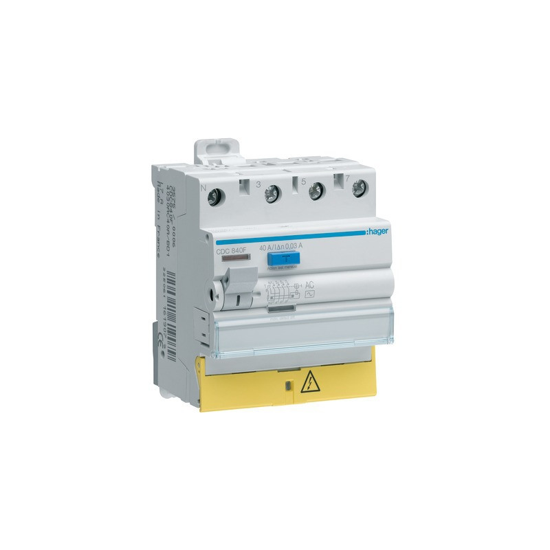 Interrupteur différentiel 3P+N 40A 30mA- HAGER - CDC840F