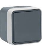 Poussoir CUBYKO inverseur saillie gris- HAGER - WNC022