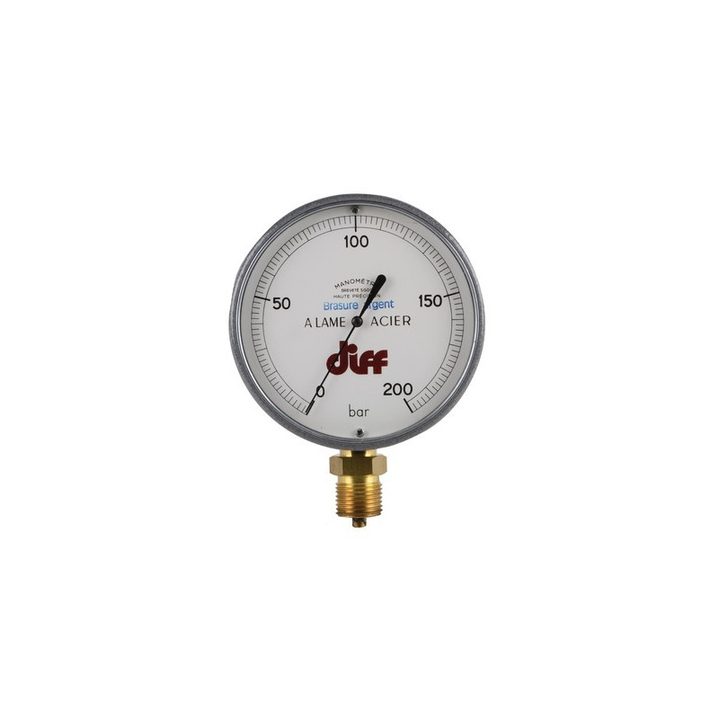 Manómetro redondo 0 a 200 bar Ø110mm M1/2"- DIFF - 606118
