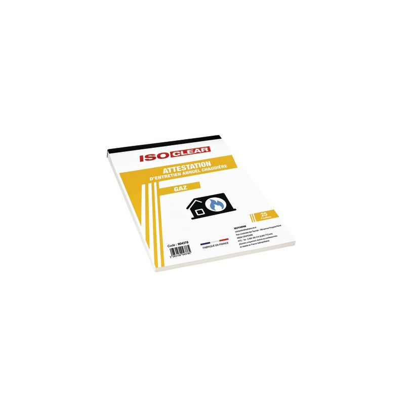 Carnet de attestación de gas- ISOCLEAR - 904378