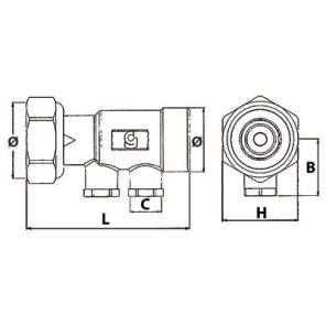Válvula recta FT3/4"xM3/4" con tapón de latón G1/4" de longitud- DIFF - 110298