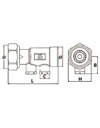 Válvula recta FT3/4"xM3/4" con tapón de latón G1/4" de longitud- DIFF - 110298